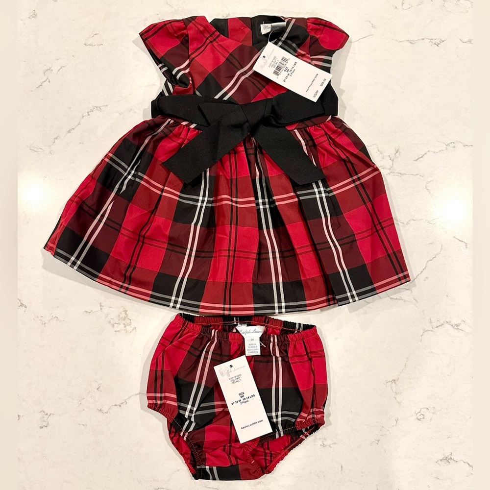 New With Tag Ralph Lauren Baby Girl Holiday Red Dress 3M